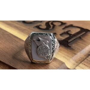 Vintage Chrysler Sterling Silver Ring Mens 13.5g Signet Eagle Emblem Size 11.5